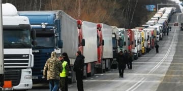 беларусские дальнобойщики в Польше