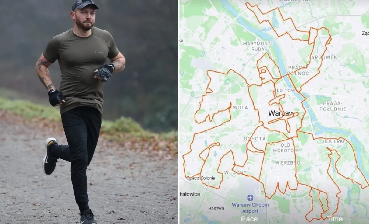 «Сцябацца з уладаў ужо нецікава». Беларускі бягун стварае на мапе Варшавы малюнкі з сэнсам